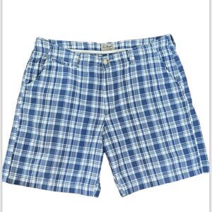 LL Bean Vintage Men’s blue plaid size 36 100% cotton golf shorts